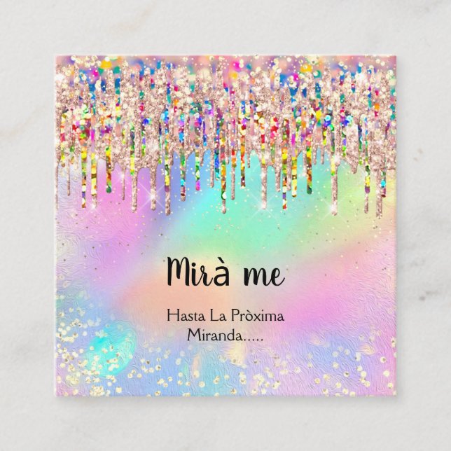 Tarjeta De Visita Cuadrada Dibujante Lash Studio Holograph Photo Drips (Anverso)