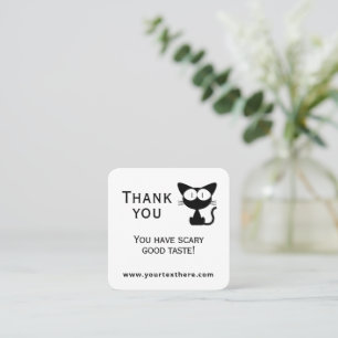 Tarjeta De Visita Cuadrada Dibujo de gato negro de Halloween de agradecimient