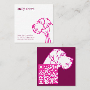 Tarjeta De Visita Cuadrada Dibujo de Gran Danés y código QR