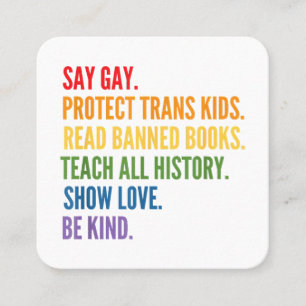 Tarjeta De Visita Cuadrada Digamos que los niños transexuales para proteger a