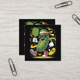 Tarjeta De Visita Cuadrada Dill pickle jugando pickleball