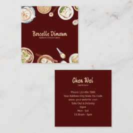 Tarjeta De Visita Cuadrada Dimsum Watercolor