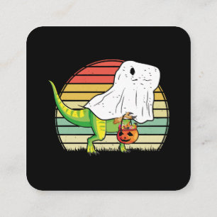 Tarjeta De Visita Cuadrada Dinosaurio Fantasma Divertido Halloween