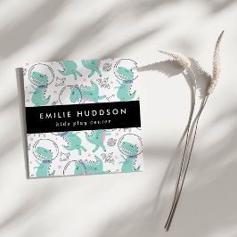 Tarjeta De Visita Cuadrada Dinosaurios espaciales, Centro de juegos para niño