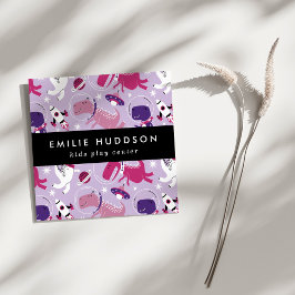 Tarjeta De Visita Cuadrada Dinosaurios espaciales, Centro de juegos para niño