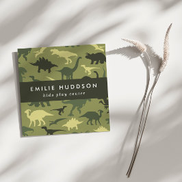 Tarjeta De Visita Cuadrada Dinosaurios Verdes, Centro de Juegos Infantiles, C