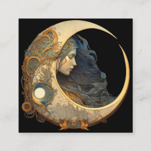 Tarjeta De Visita Cuadrada Diosa acuarela de la luna