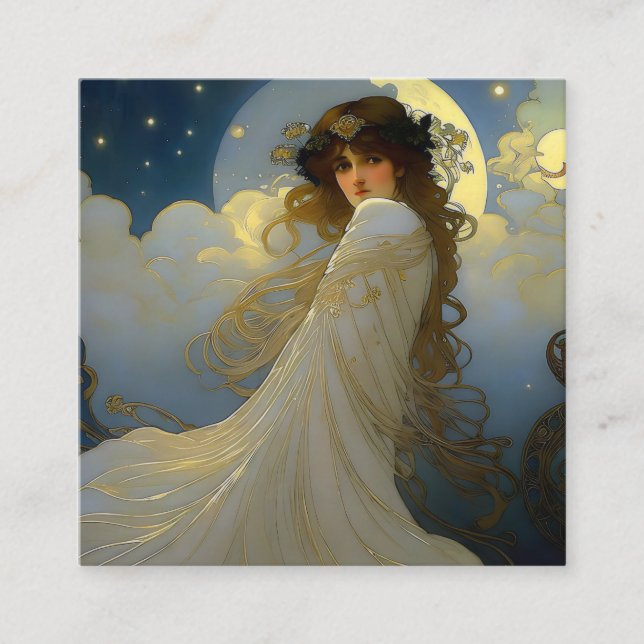 Tarjeta De Visita Cuadrada Diosa de la Luna (Anverso)