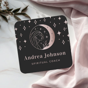 Tarjeta De Visita Cuadrada Diosa de oro Rosa y energía celestial mística de l