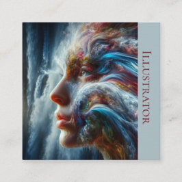 Tarjeta De Visita Cuadrada Diosa del Agua de A.I.