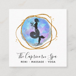 Tarjeta De Visita Cuadrada *~* Diosa geométrica Opal Capricorn Mermaid Gold