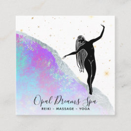 Tarjeta De Visita Cuadrada *~* Diosa Óptica Arcoiris Azul místico celestial