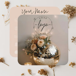 Tarjeta De Visita Cuadrada Discoteca | Boho Florals | Estético