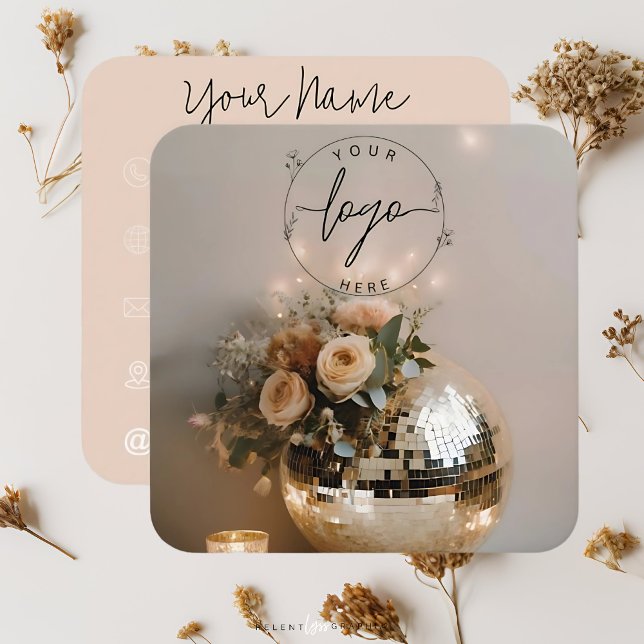 Tarjeta De Visita Cuadrada Discoteca | Boho Florals | Estético (Subido por el creador)