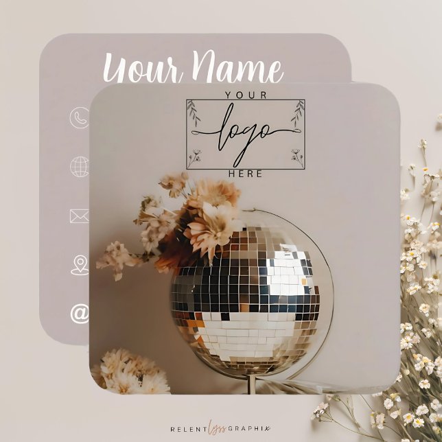 Tarjeta De Visita Cuadrada Discoteca | Boho Flowers (Subido por el creador)