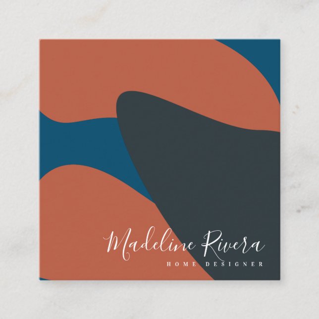 Tarjeta De Visita Cuadrada Diseñador abstracto Planner Terracotta Blue (Anverso)
