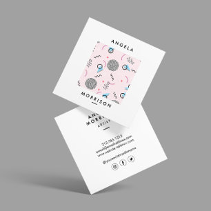 Tarjeta De Visita Cuadrada Diseñador artístico moderno de moda rosa
