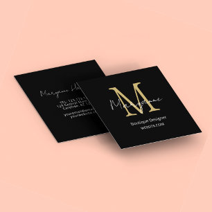 Tarjeta De Visita Cuadrada Diseñador de Boutique Negro Moderno