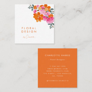 Tarjeta De Visita Cuadrada Diseñador de color de agua rosado y vibrante Naran