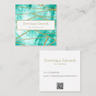 Tarjeta De Visita Cuadrada Diseñador de colores QR Code Professional Blue Gol