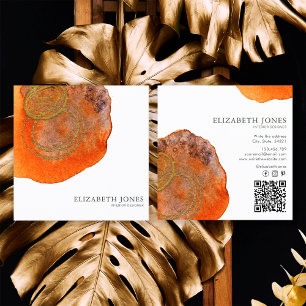 Tarjeta De Visita Cuadrada Diseñador de interiores de acuarela de terracota d