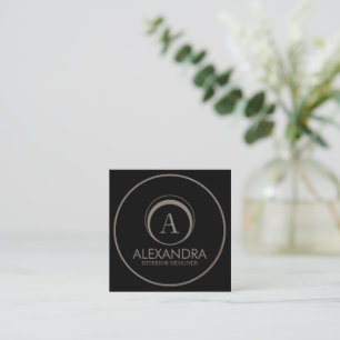 Tarjeta De Visita Cuadrada Diseñador de interiores Elegante Monograma Código