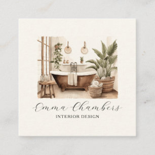 Tarjeta De Visita Cuadrada Diseñador de interiores moderno