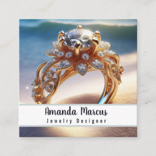 Tarjeta De Visita Cuadrada Diseñador de joyas de anillo de diamante Joyero