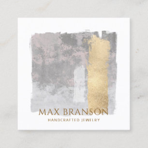 Tarjeta De Visita Cuadrada Diseñador de joyas de Copper Gold Abstract