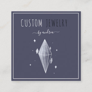 Tarjeta De Visita Cuadrada Diseñador de joyas de diamante azul oscuro QR Códi