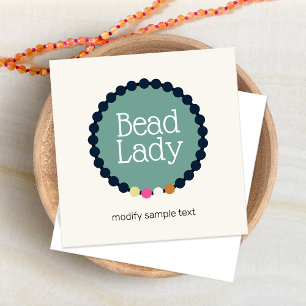 Tarjeta De Visita Cuadrada Diseñador de joyas Logotipo de brazalete de cuenta