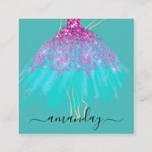 Tarjeta De Visita Cuadrada Diseñador de moda Purpurina Vestido logotipo QR G