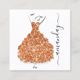 Tarjeta De Visita Cuadrada Diseñador de moda Tienda Purpurina Vestido QR Códi