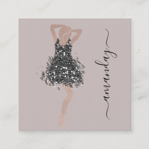 Tarjeta De Visita Cuadrada Diseñador de moda Tienda Vestido QRCode Logotipo R