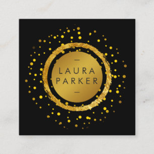 Tarjeta De Visita Cuadrada Diseñador elegante elegante del falso confeti del