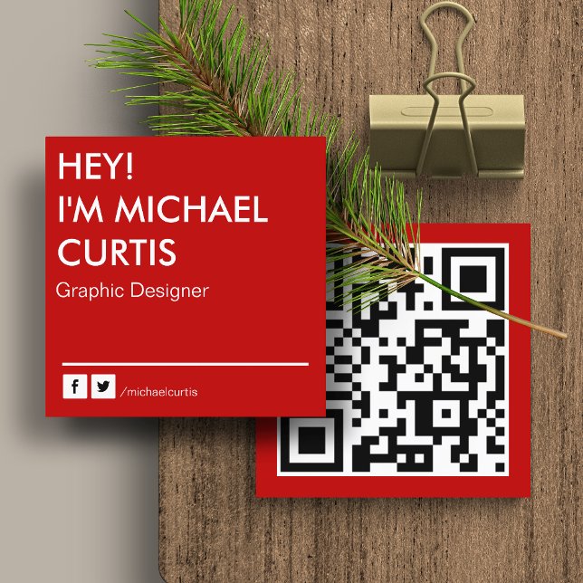 Tarjeta De Visita Cuadrada Diseñador gráfico rojo moderno Código QR (Subido por el creador)