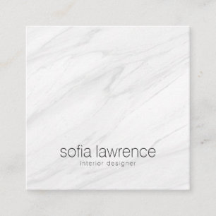 Tarjeta De Visita Cuadrada Diseñador profesional moderno de mármol blanco