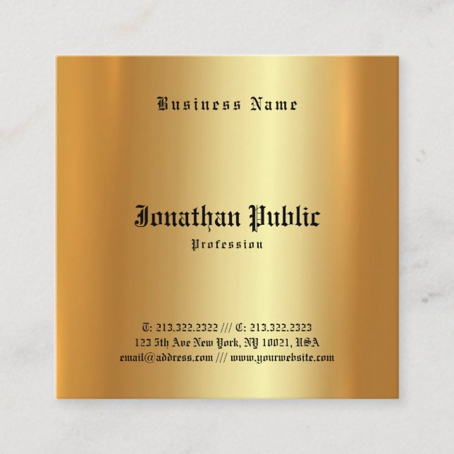 Tarjeta De Visita Cuadrada Diseño artístico creativo del Glamour Gold Profess (Anverso)
