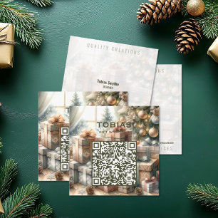 Tarjeta De Visita Cuadrada Diseño artístico de regalos para Navidades persona