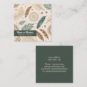 Tarjeta De Visita Cuadrada Diseño boho en tonos de tierra