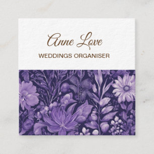 Tarjeta De Visita Cuadrada Diseño botánico elegante Sueño Morado inspirado en