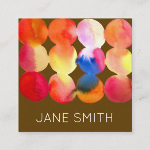 Tarjeta De Visita Cuadrada Diseño de acuarela moderna y creativa industria