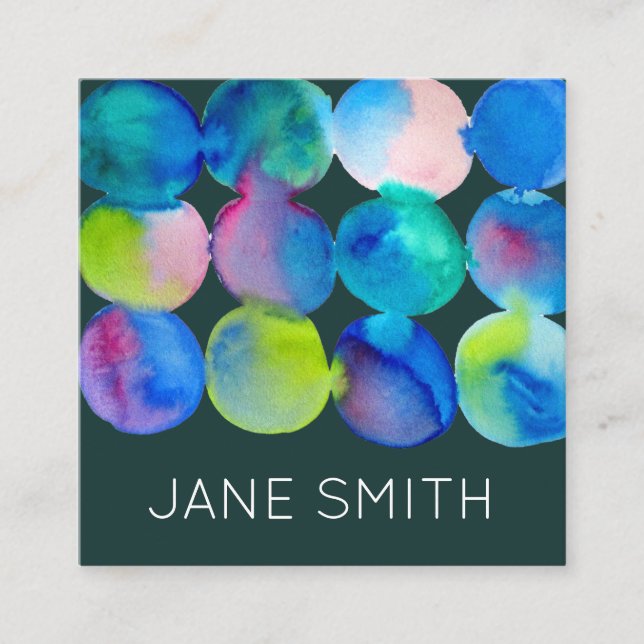 Tarjeta De Visita Cuadrada Diseño de acuarela moderna y creativa industria (Anverso)