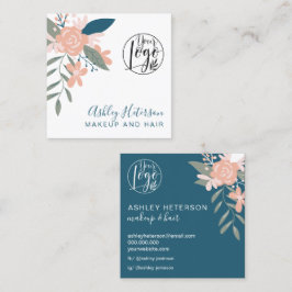 Tarjeta De Visita Cuadrada Diseño de cabello del logo azul rosa azul bucal ed