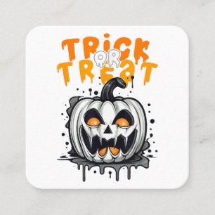 Tarjeta De Visita Cuadrada Diseño de calabaza espeluznante de Halloween Truco