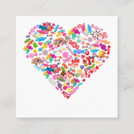 Tarjeta De Visita Cuadrada Diseño de Corazón en Forma de Caramelo Regalos del