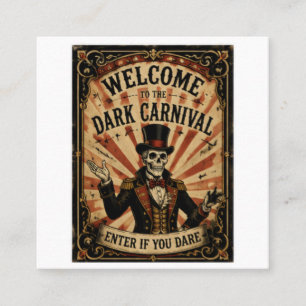 Tarjeta De Visita Cuadrada Diseño de fiesta de Halloween de Carnaval Oscuro V