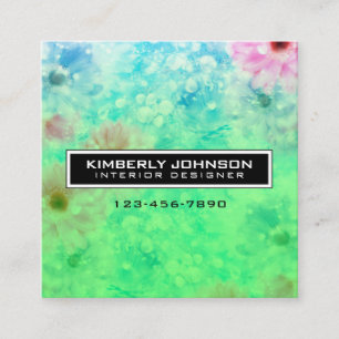 Tarjeta De Visita Cuadrada Diseño de Flor Elegante Minimalista Editable Cuadr