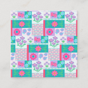Tarjeta De Visita Cuadrada Diseño de flores vibrantes en flor