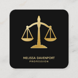 Tarjeta De Visita Cuadrada Diseño de Golden Scales of Justice Law